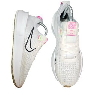 Nike Interact Run White Black Green Womens 7.5 Running Shoes Sneakers